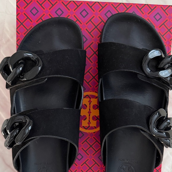 Tory Burch Black Double Strap Sandals - Picture 9 of 10